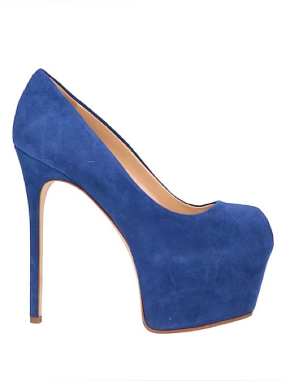 Giuseppe Zanotti Suede Leather Blue Stiletto Liza 90 Open Toe Platform Pump 7.5